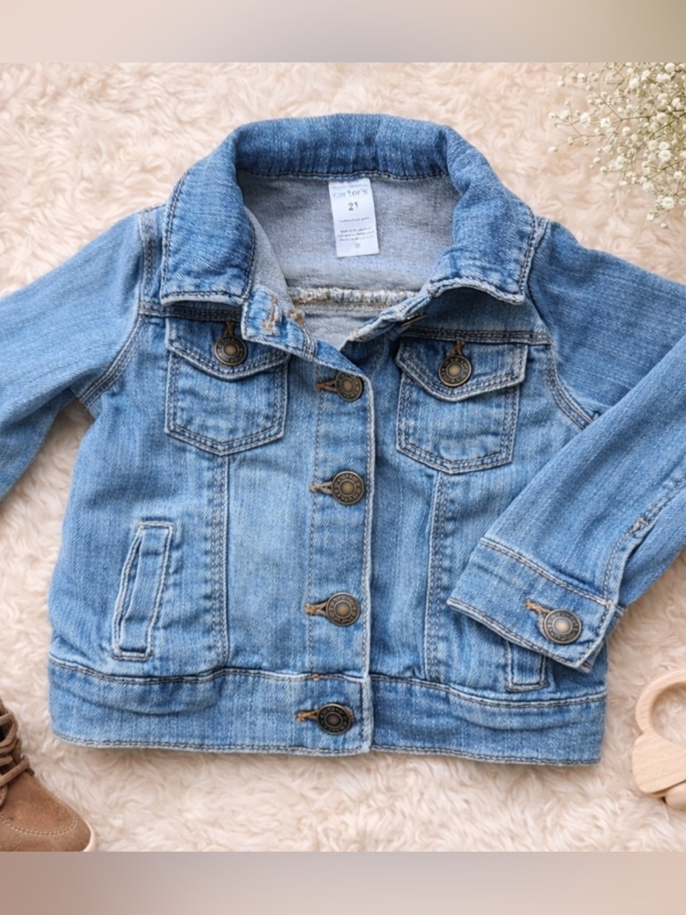 Carter’s Girls 2T Denim Jean Jacket 99% Cotton Classic Blue
